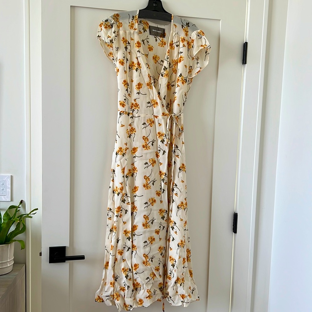 Reformation Midi Carina Wrap Dress in Limonda Size M